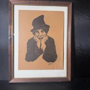 Vintage Harpo Marx framed 13x17 matte print, signed by the artist Lanse